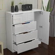 Modern High Gloss 5 Drawer Dresser with Side Hanging Cabinet
