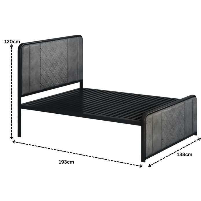 Elegant Channel-Tufted Upholstered Metal Bed.
