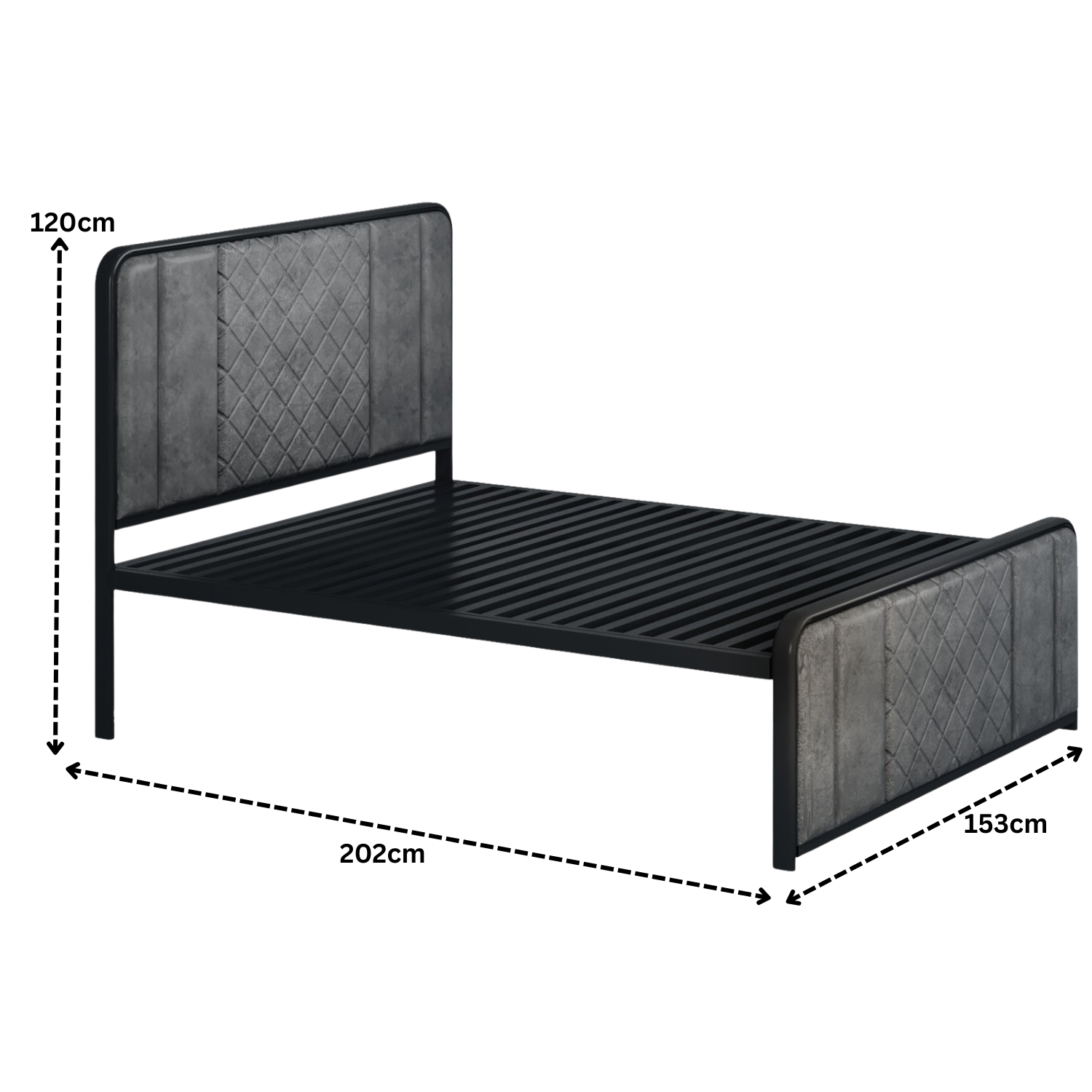 URBAN FURNISHING Modern Metal Bed Frame with Upholstered Headboard & Footboard – with Diamond Stitchin & Welded Base