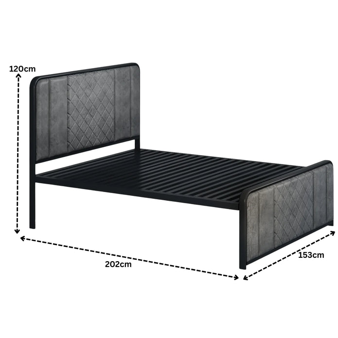 Elegant Channel-Tufted Upholstered Metal Bed.