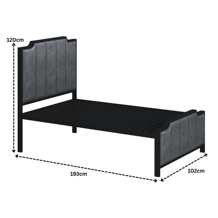 Modern Vertical Panel Upholstered Metal Bed Frame.