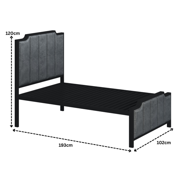 URBAN FURNISHING Modern Metal Bed Frame with Vertical Pannels Design, Upholstered Headboard, Footboard & Welded Base