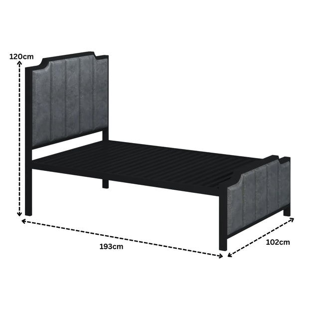 Modern Vertical Panel Upholstered Metal Bed Frame.