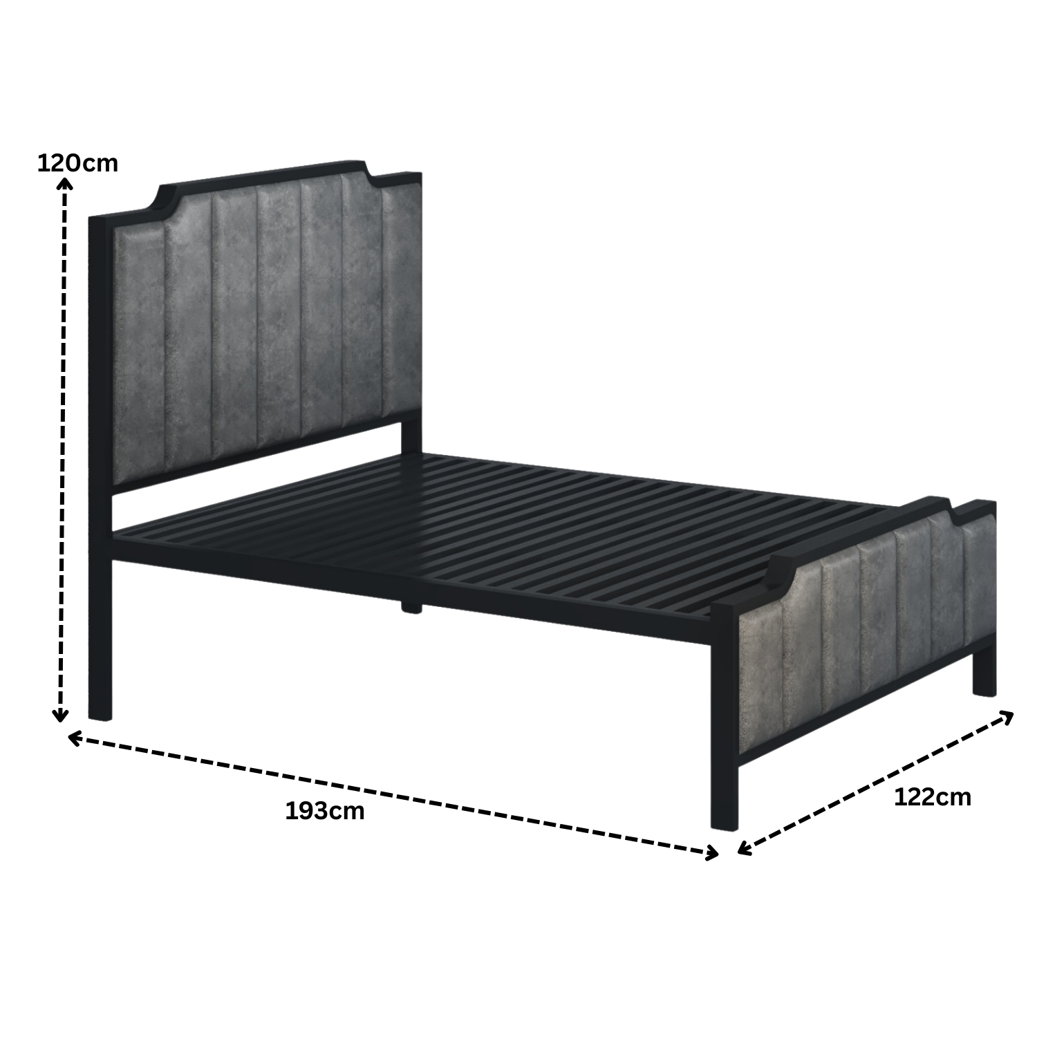 URBAN FURNISHING Modern Metal Bed Frame with Vertical Pannels Design, Upholstered Headboard, Footboard & Welded Base