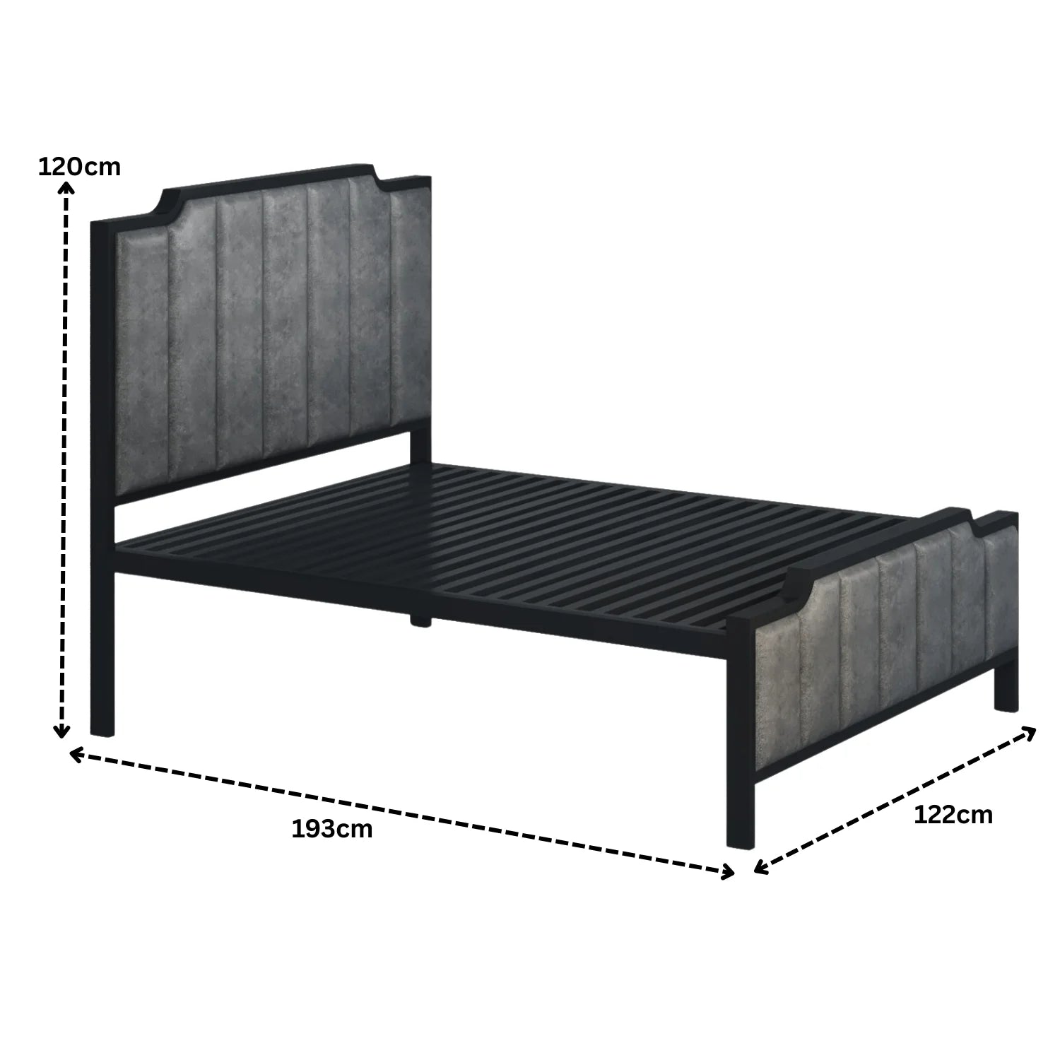 Modern Vertical Panel Upholstered Metal Bed Frame.