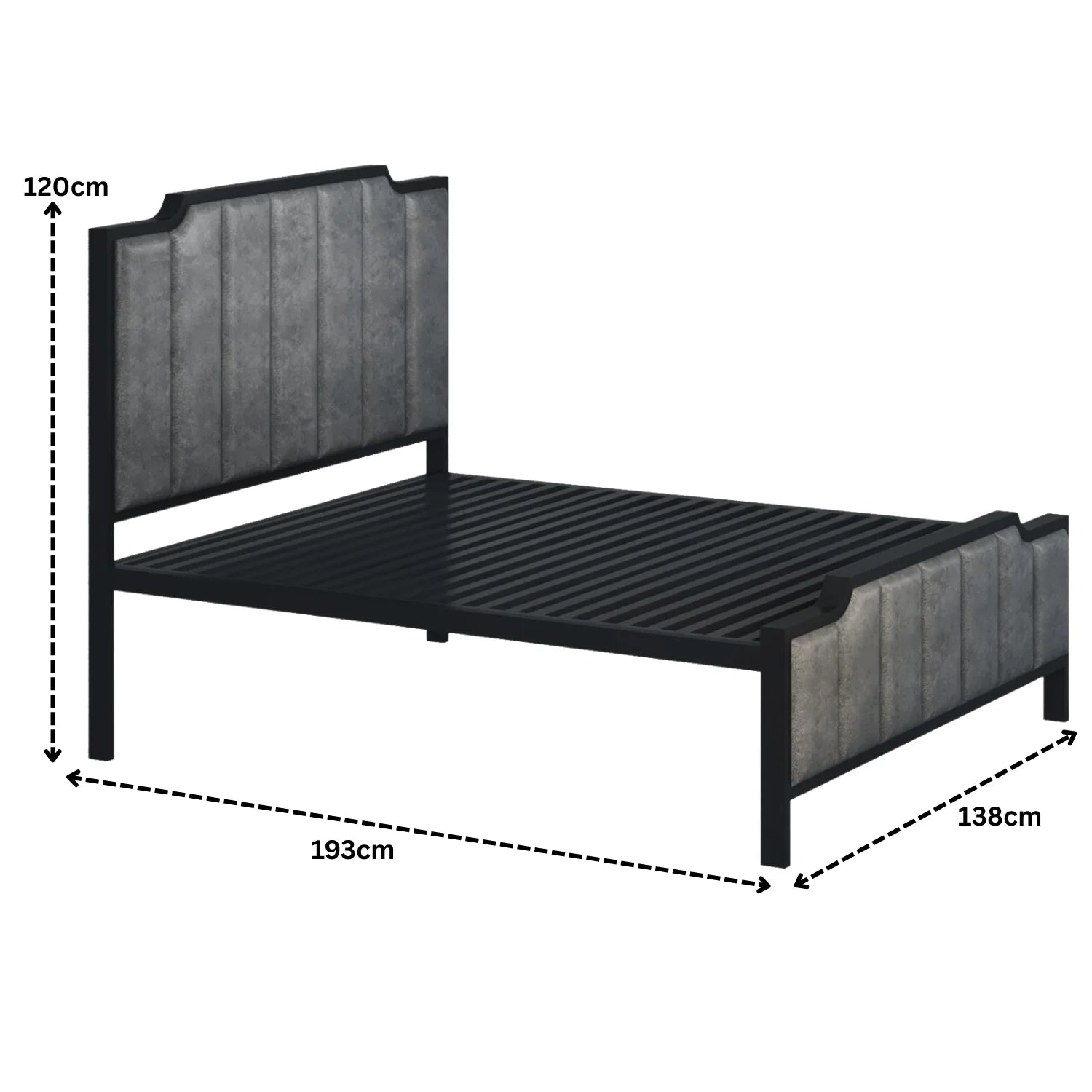 Modern Vertical Panel Upholstered Metal Bed Frame.