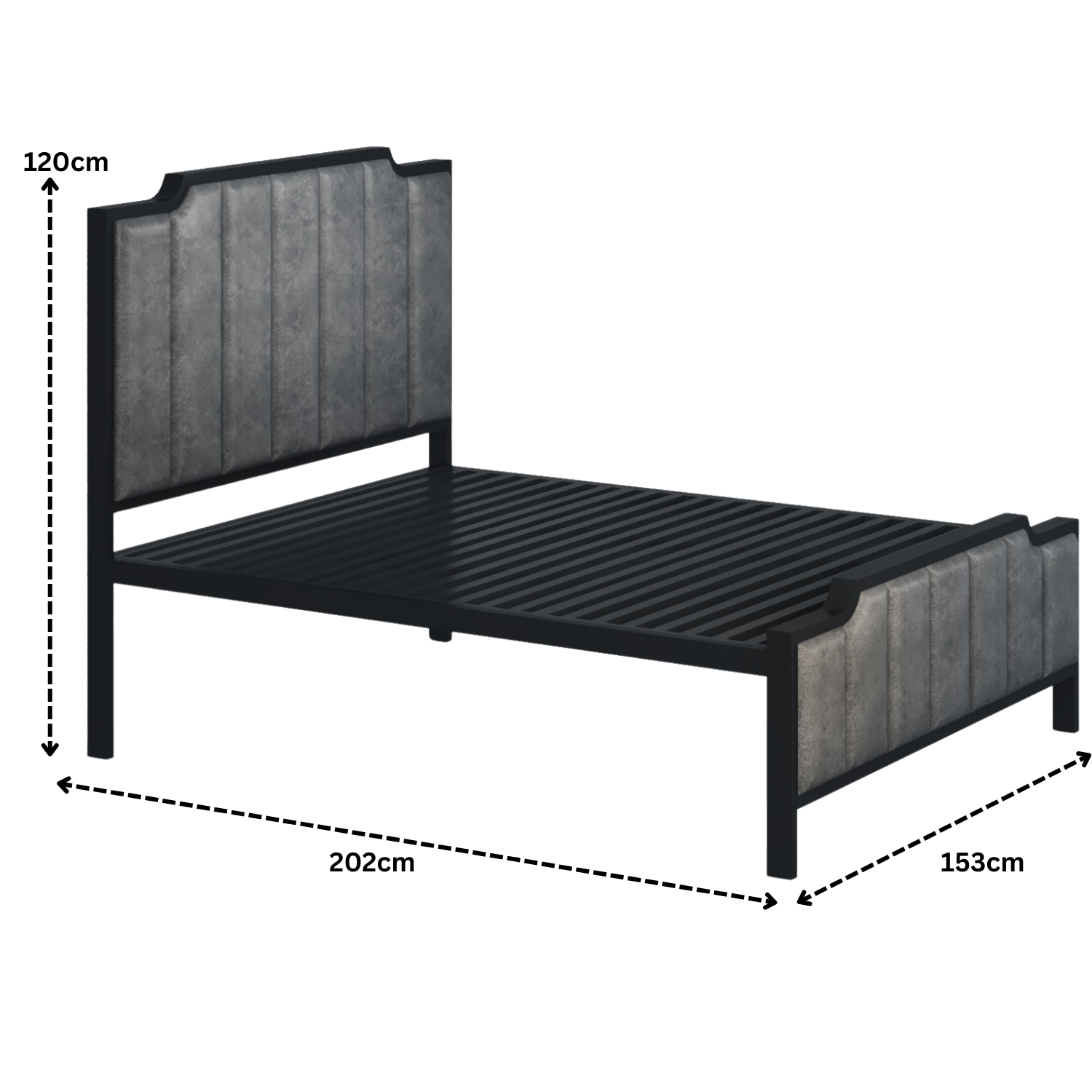URBAN FURNISHING Modern Metal Bed Frame with Vertical Pannels Design, Upholstered Headboard, Footboard & Welded Base