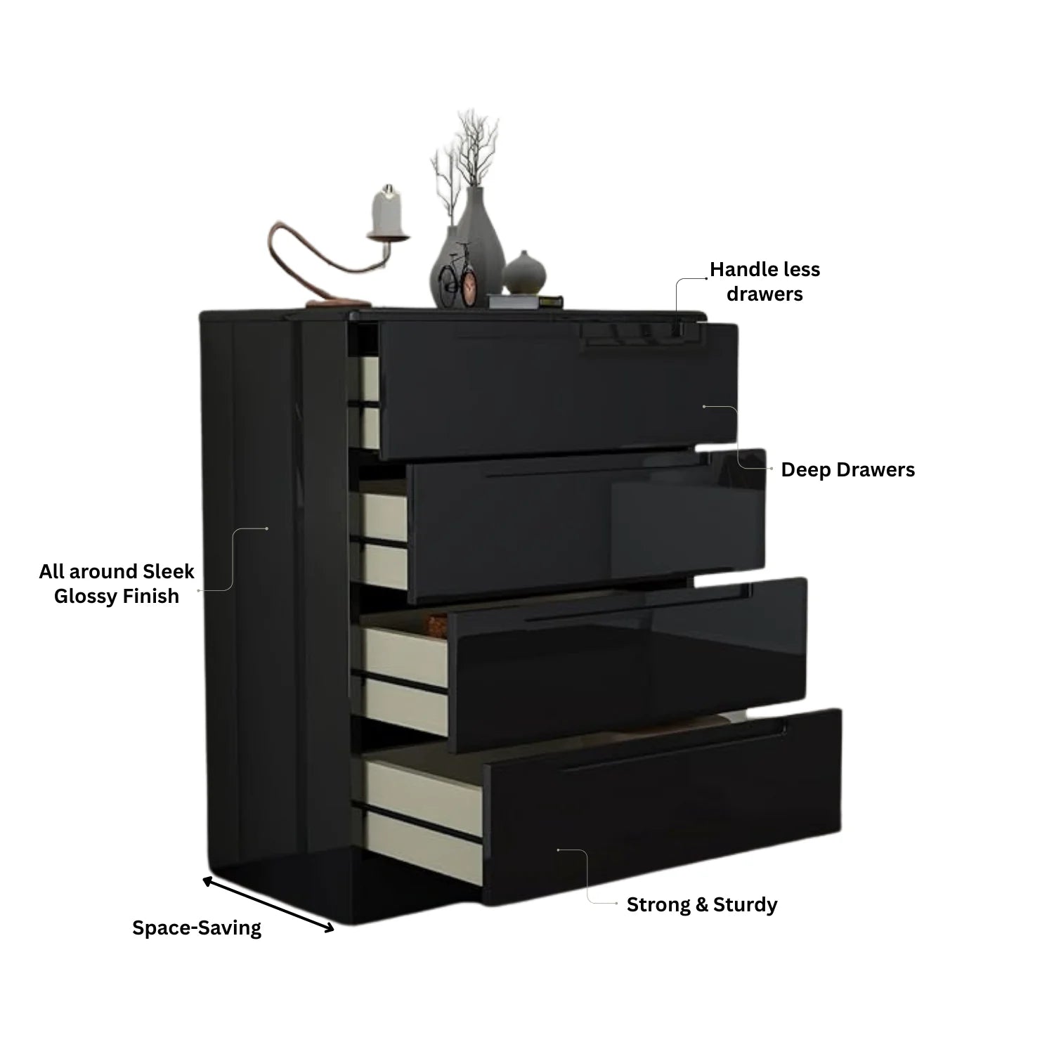 URBAN FURNISHING Modern 4-Deep Drawer Chest 50D x 80W x 105H