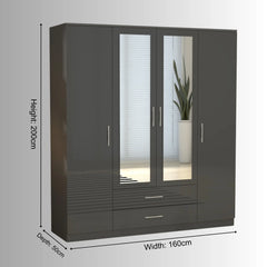 Verona 4 Doors Wardrobe | COLOR: DarkGray | SIZE: 160cm , 180cm