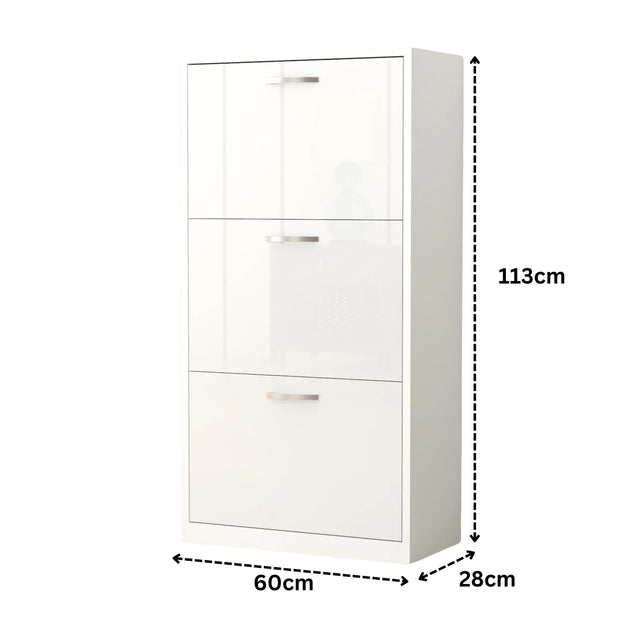 3 Tier Glossy Shoe Cabinet