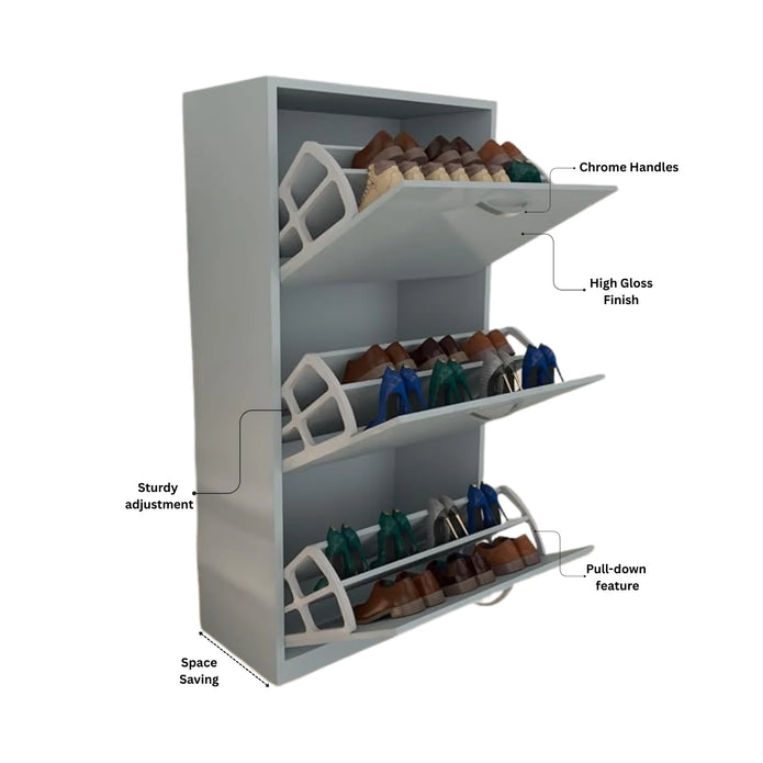 3 Tier Glossy Shoe Cabinet