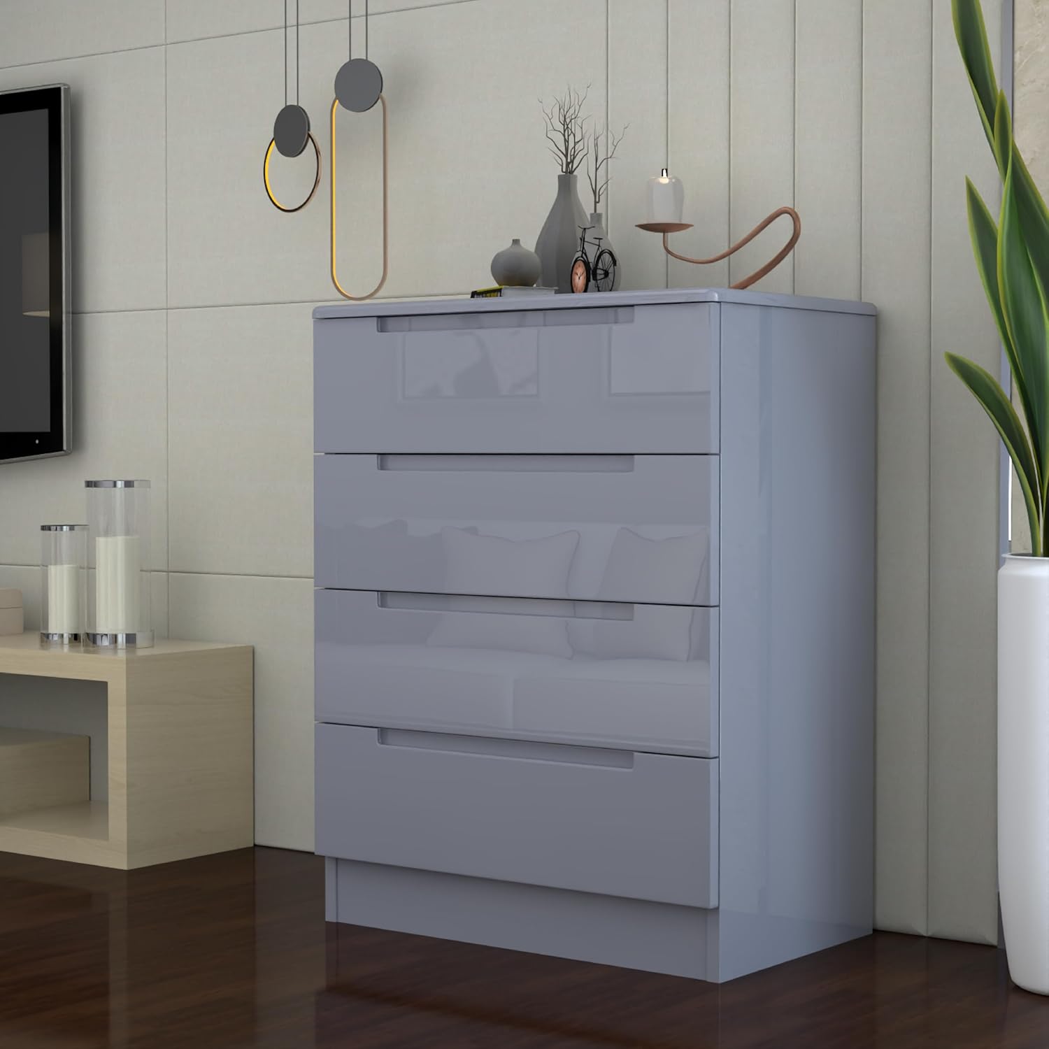 URBAN FURNISHING Modern 4-Deep Drawer Chest 50D x 80W x 105H
