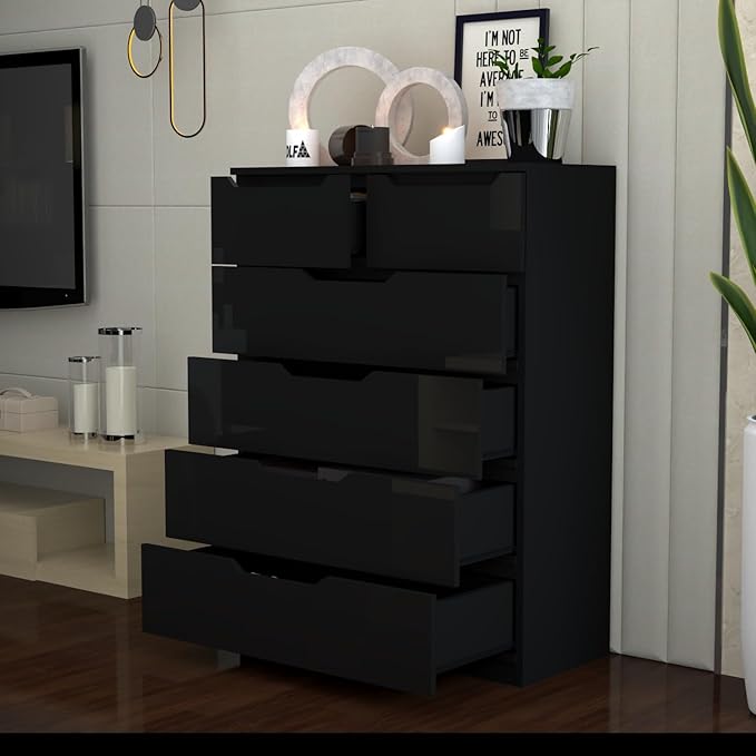 Urban Furnishing Modern 4+2 Deep Drawer-High Gloss White Dresser 140H