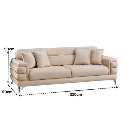 Modern Fabric Sofa Set with Chrome Metal Legs .