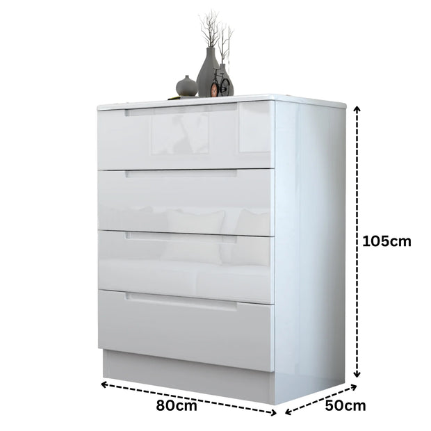 URBAN FURNISHING Modern 4-Deep Drawer Chest 50D x 80W x 105H