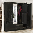 4 Doors with Drawers High Gloss Wardrobe