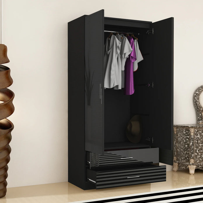 Mirror 2 Doors High Gloss Wardrobe