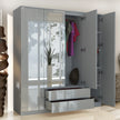 4 Doors with Drawers High Gloss Wardrobe