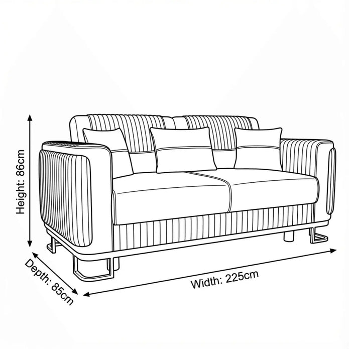 Black 3 Seater