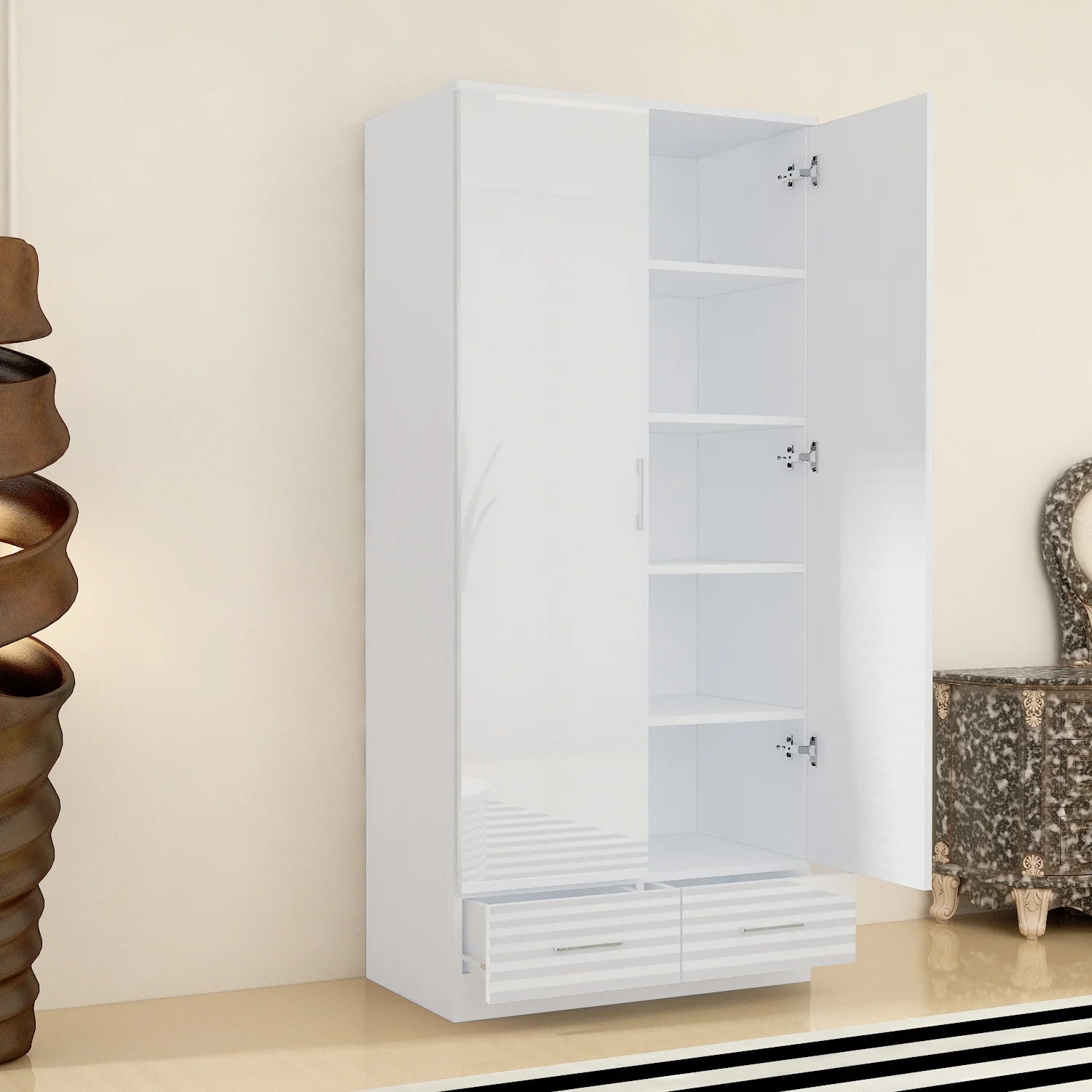 2 Doors High Gloss Wardrobe.