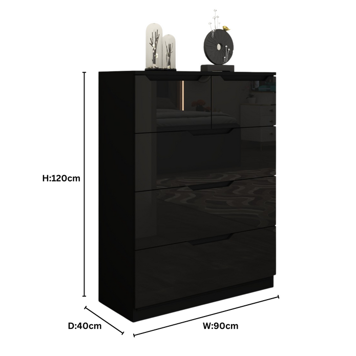 3+2 High Gloss Chest of Drawers