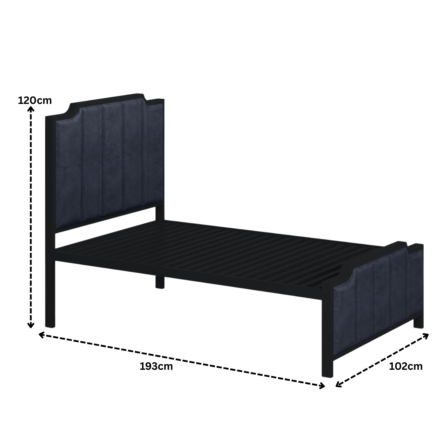 URBAN FURNISHING Modern Metal Bed Frame with Vertical Pannels Design, Upholstered Headboard, Footboard & Welded Base