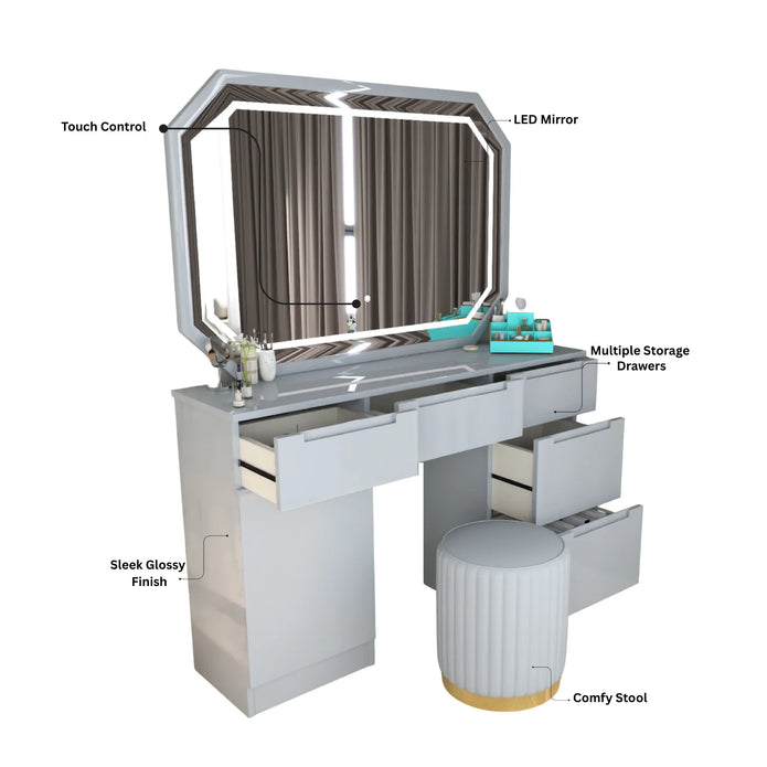 Octagon LED Mirror Dressing Table.