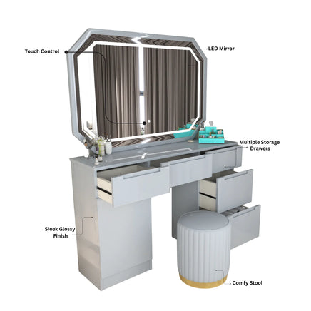 Octagon LED Mirror Dressing Table.