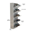 5 Tier Glossy Shoe Cabinet