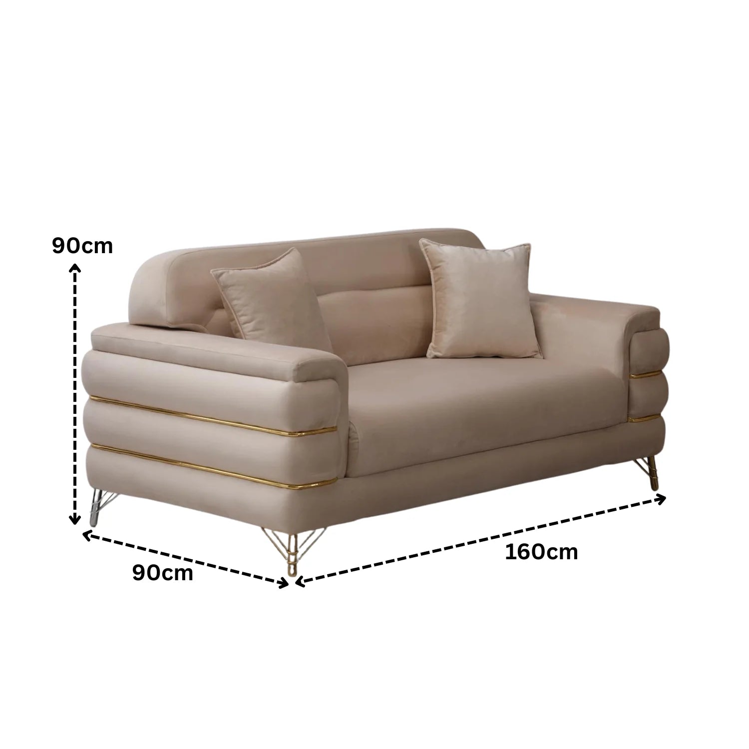 Modern Fabric Sofa Set with Chrome Metal Legs .