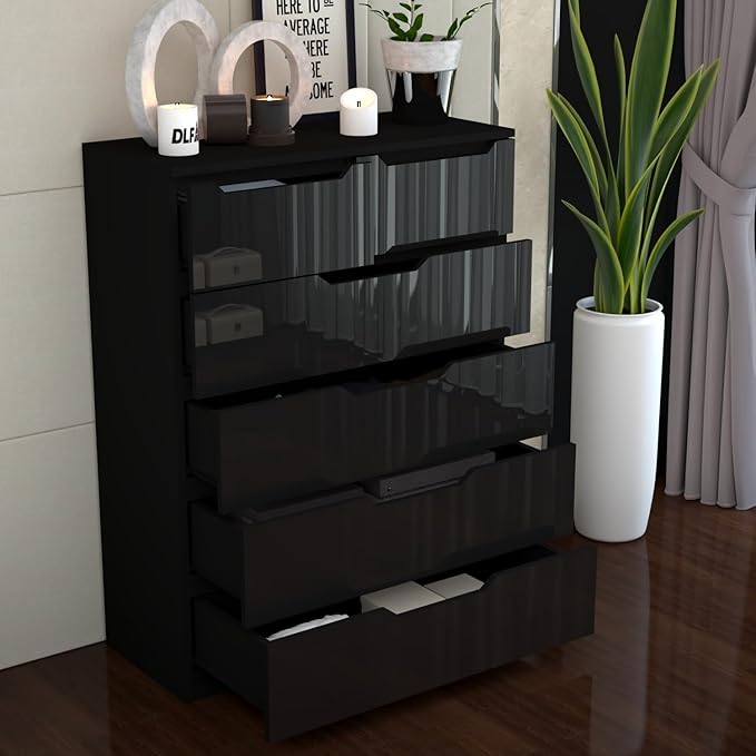 Urban Furnishing Modern 4+2 Deep Drawer-High Gloss White Dresser 140H