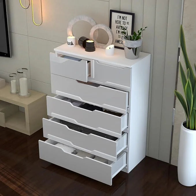 Urban Furnishing Modern 4+2 Deep Drawer-High Gloss White Dresser 140H
