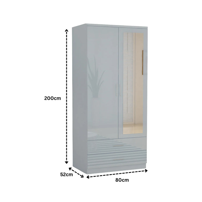 Mirror 2 Doors High Gloss Wardrobe