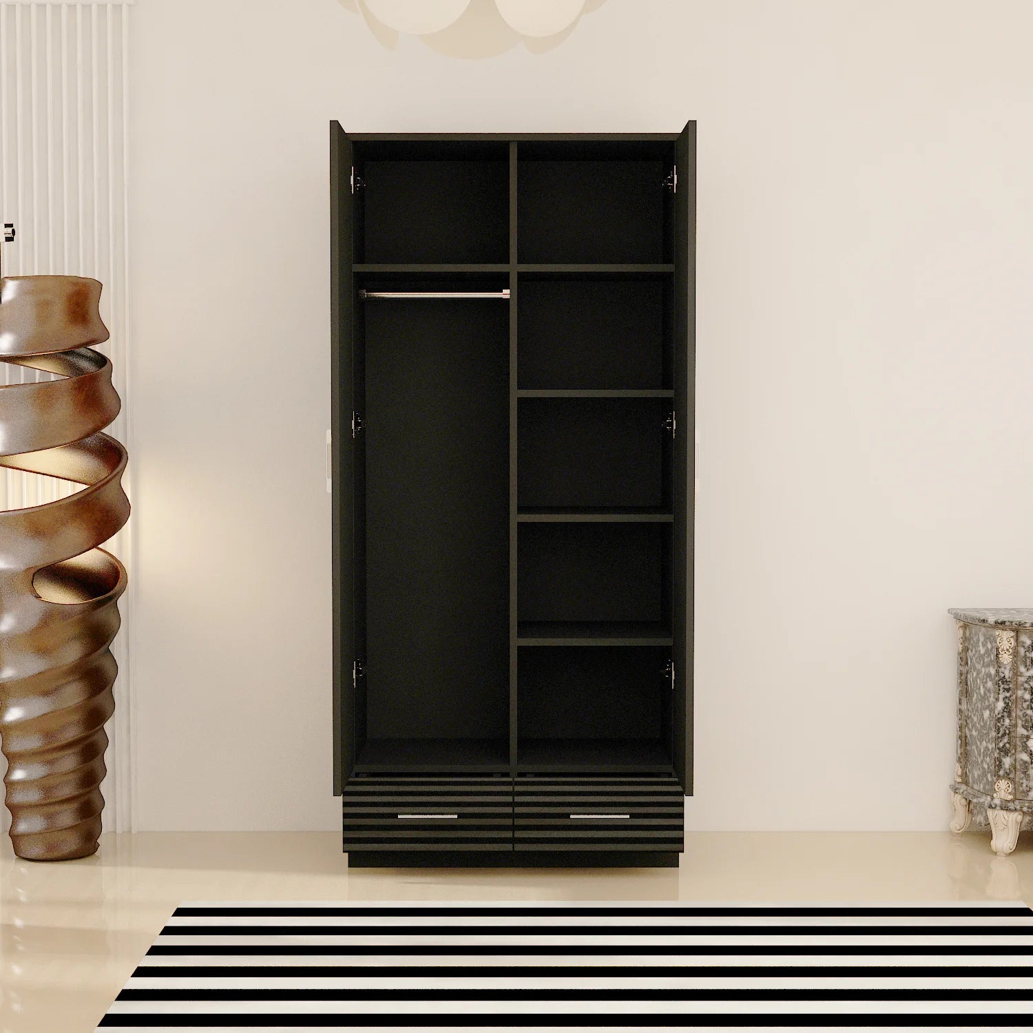 2 Doors High Gloss Wardrobe.