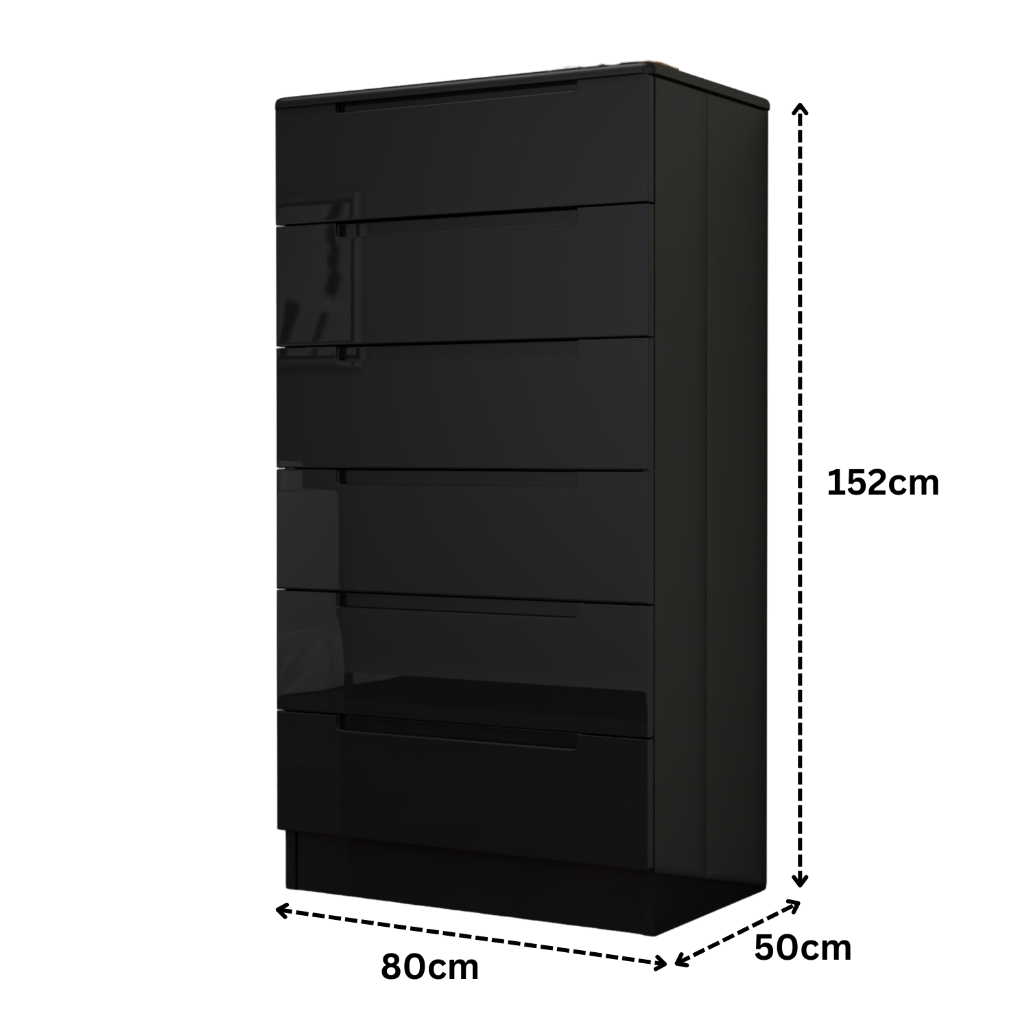 URBAN FURNISHING Modern 6-Deep Drawer Chest 50D x 80W x 152H