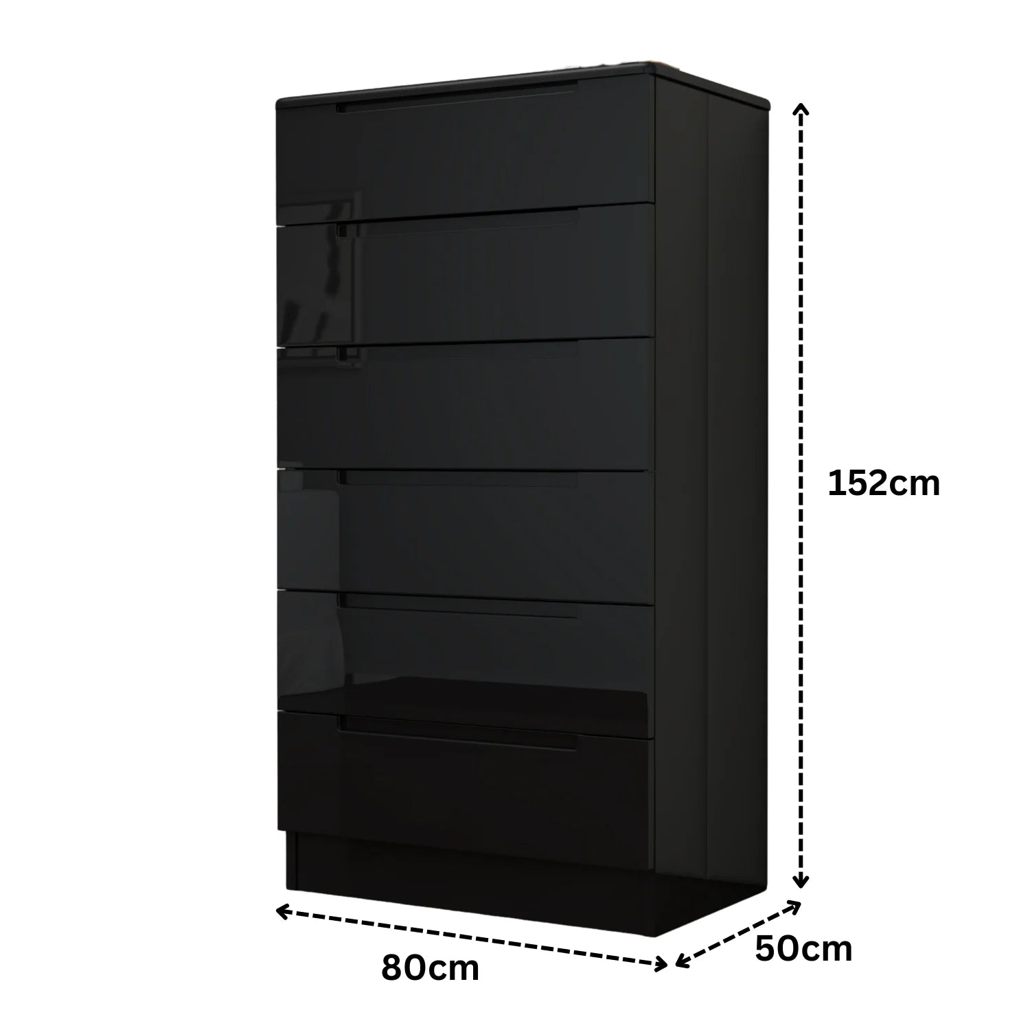 6 Tier High Gloss Chest of Drawers