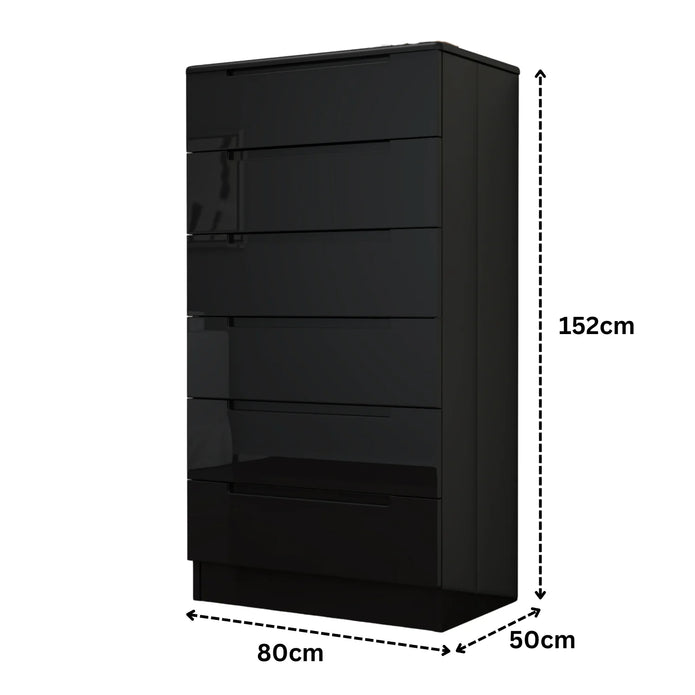 6 Tier High Gloss Chest of Drawers