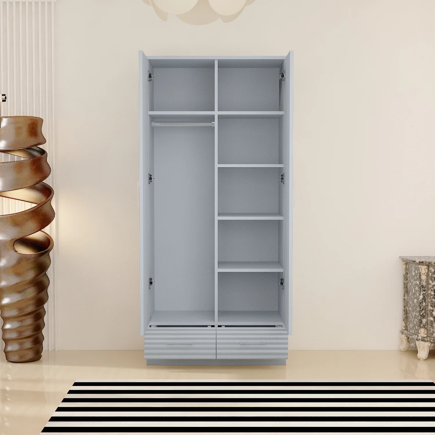 2 Doors High Gloss Wardrobe.