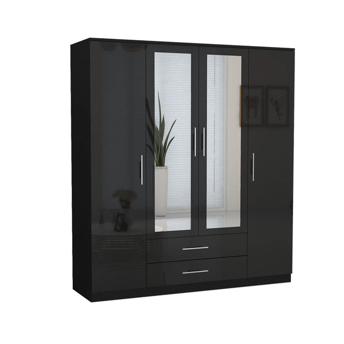 Verona 4 Doors Wardrobe | COLOR: Black | SIZE: 160cm , 180cm