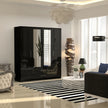 Verona 4 Doors Wardrobe | COLOR: Black | SIZE: 160cm , 180cm