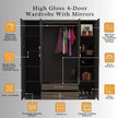 Verona 4 Doors Wardrobe | COLOR: Black | SIZE: 160cm , 180cm