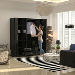 Verona 4 Doors Wardrobe | COLOR: Black | SIZE: 160cm , 180cm