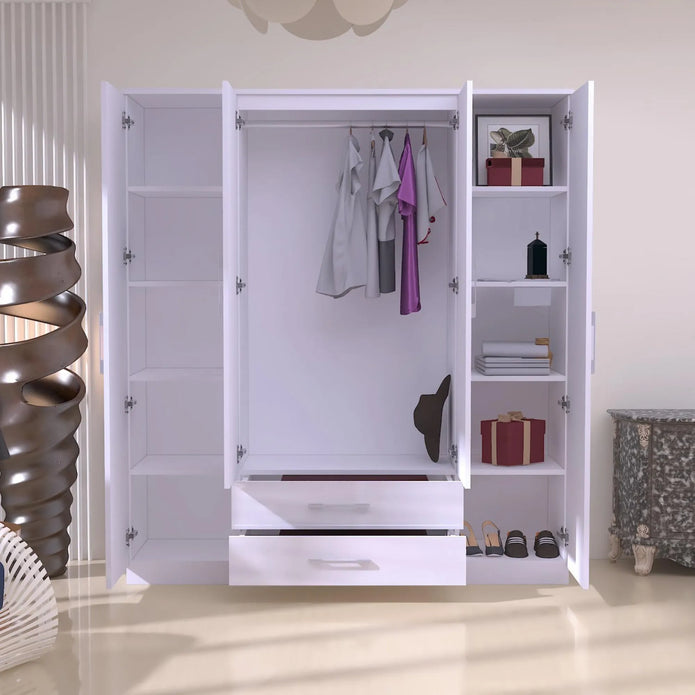 Verona 4 Doors Wardrobe | COLOR: White | SIZE: 160cm , 180cm