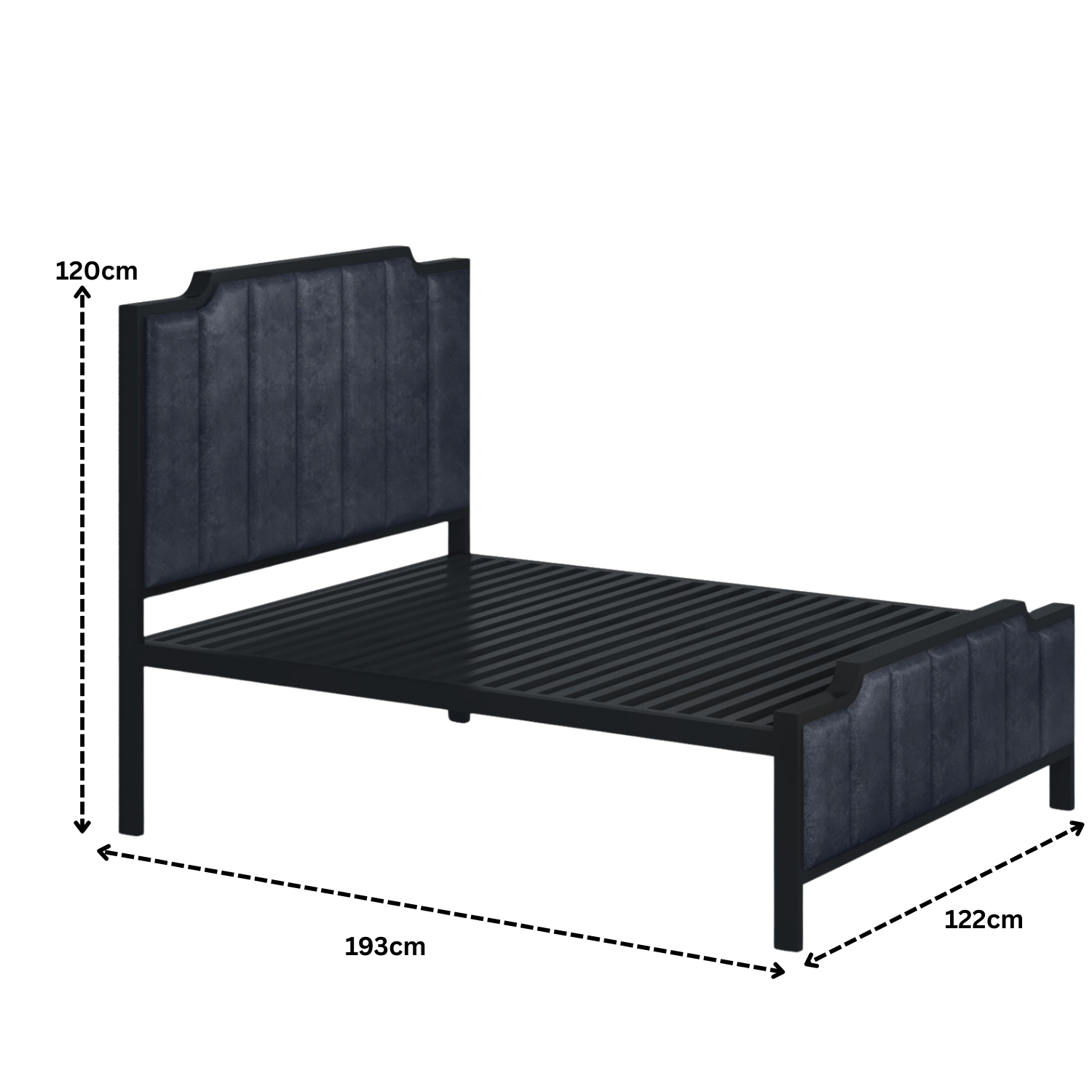 URBAN FURNISHING Modern Metal Bed Frame with Vertical Pannels Design, Upholstered Headboard, Footboard & Welded Base