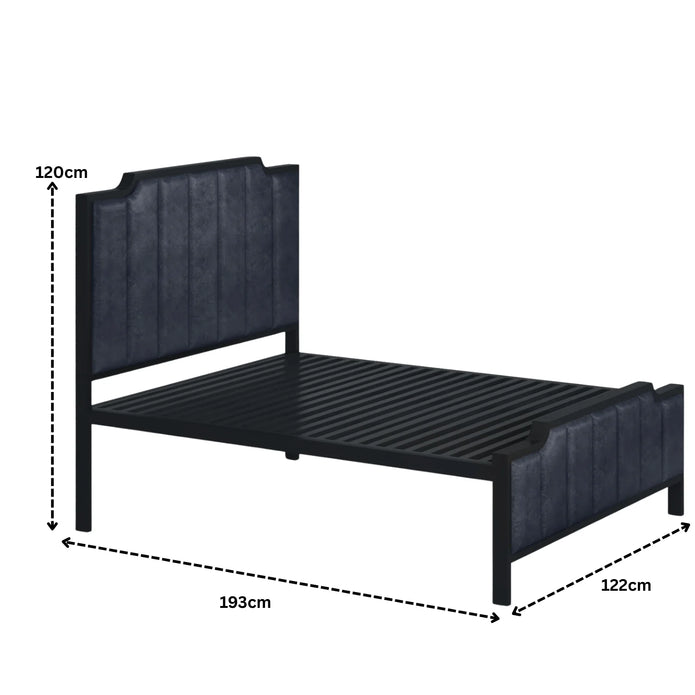 Modern Vertical Panel Upholstered Metal Bed Frame.