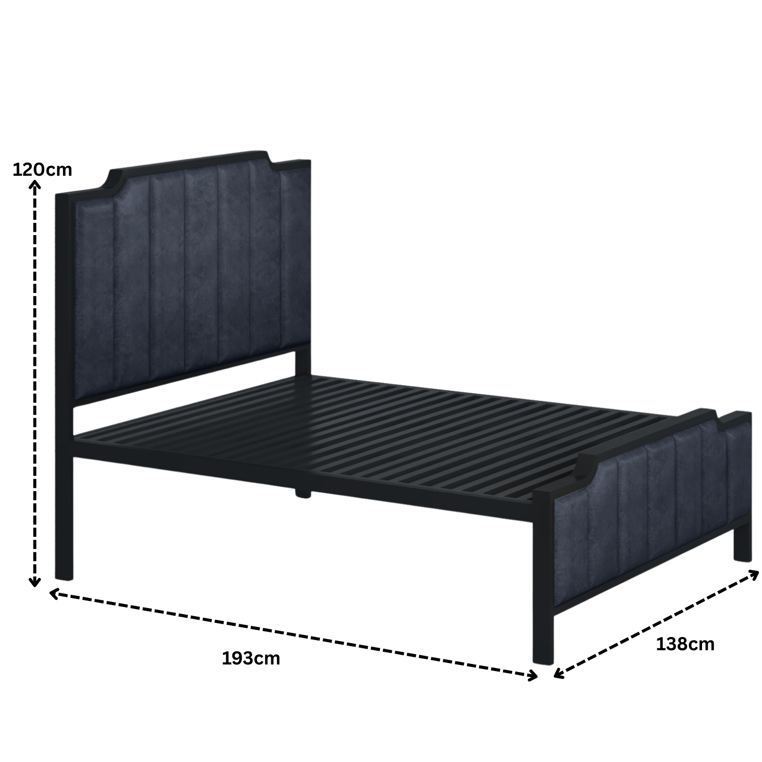 URBAN FURNISHING Modern Metal Bed Frame with Vertical Pannels Design, Upholstered Headboard, Footboard & Welded Base
