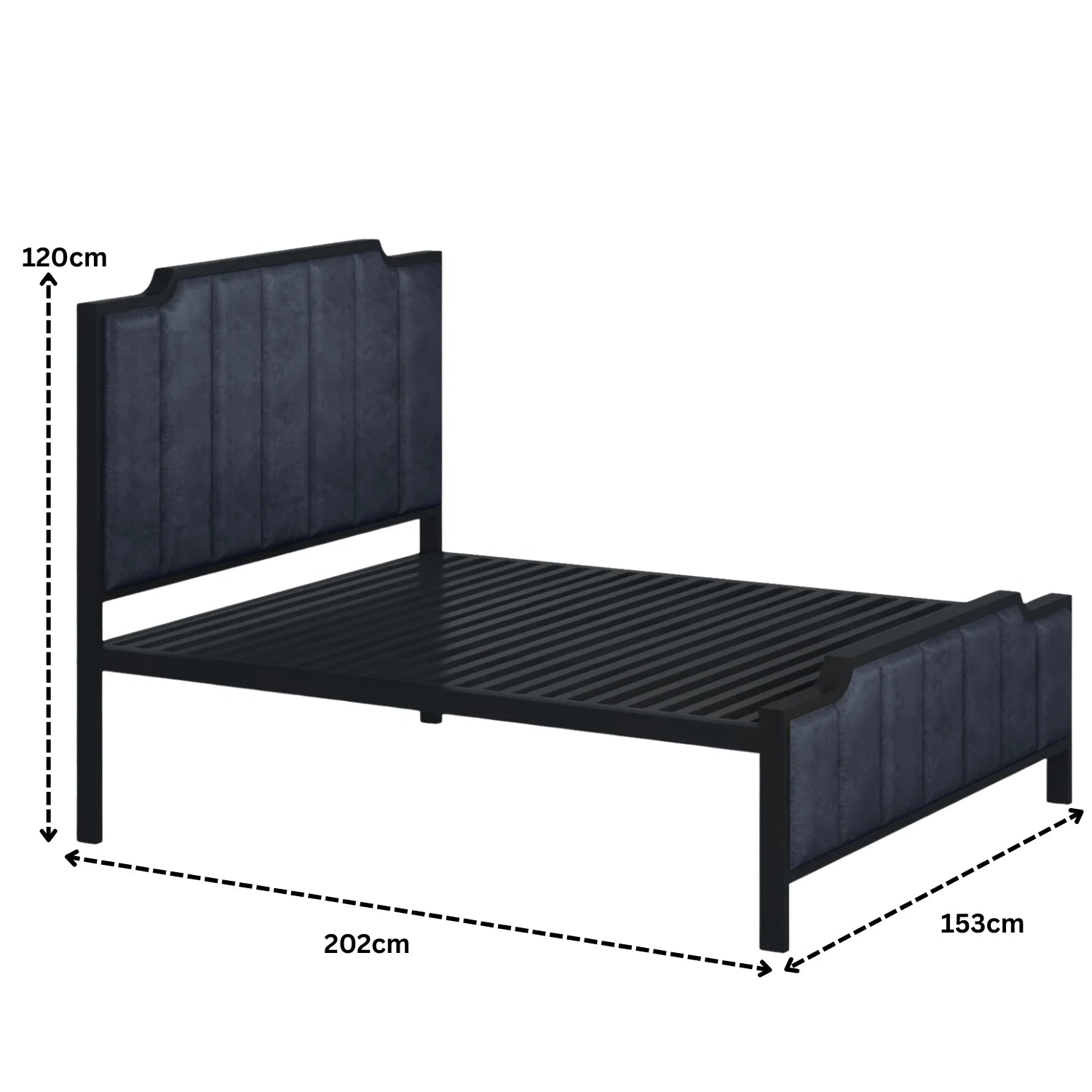 Modern Vertical Panel Upholstered Metal Bed Frame.