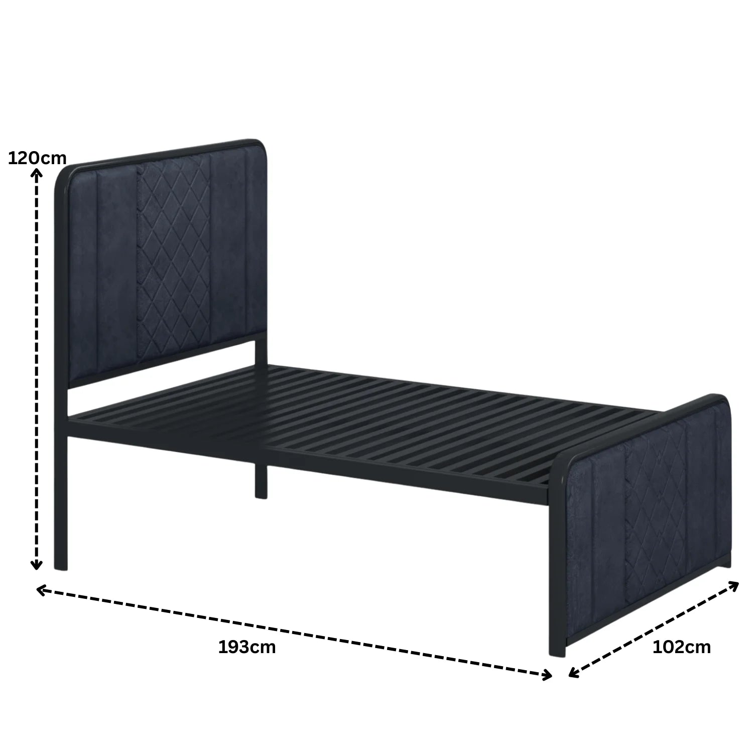 Elegant Channel-Tufted Upholstered Metal Bed.