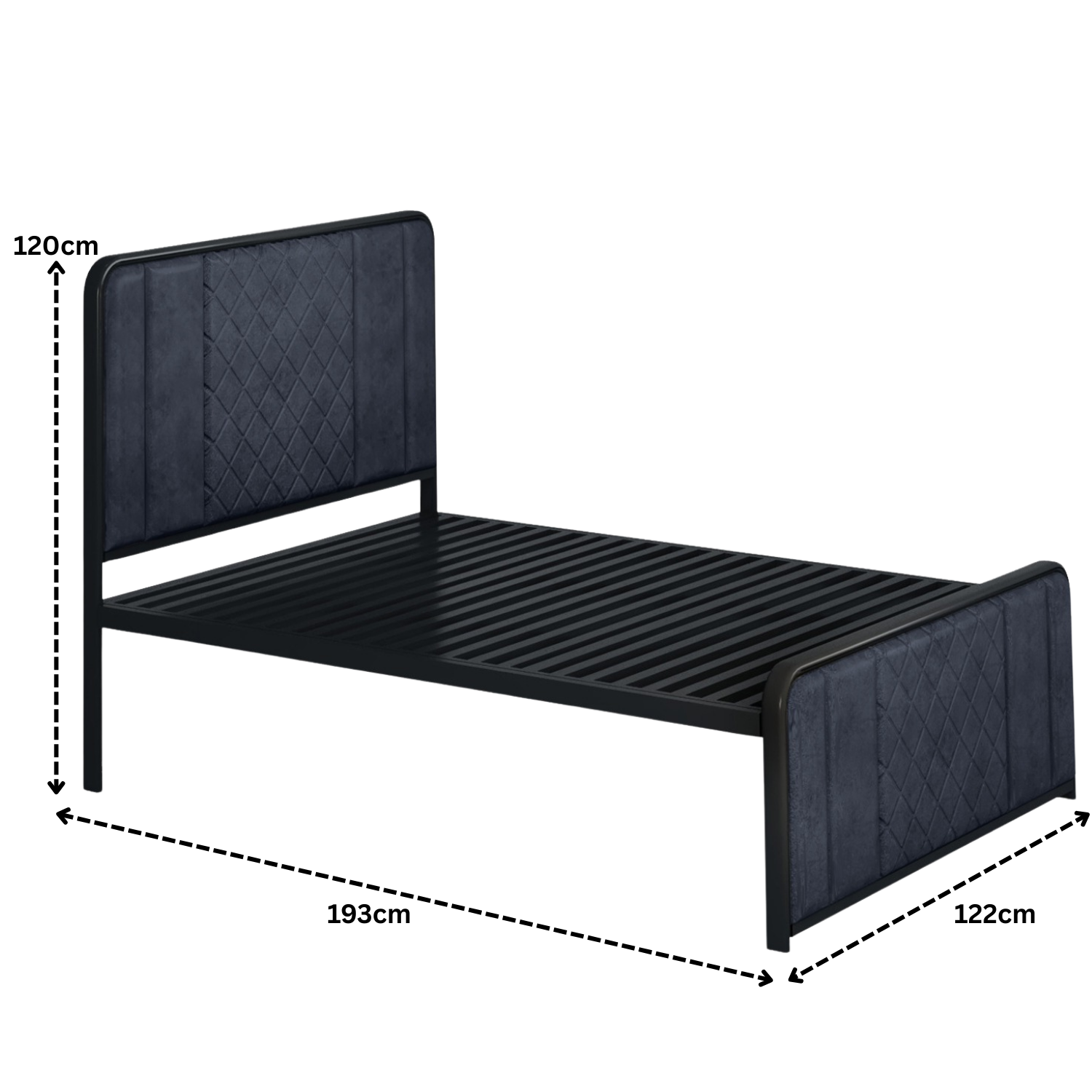 URBAN FURNISHING Modern Metal Bed Frame with Upholstered Headboard & Footboard – with Diamond Stitchin & Welded Base
