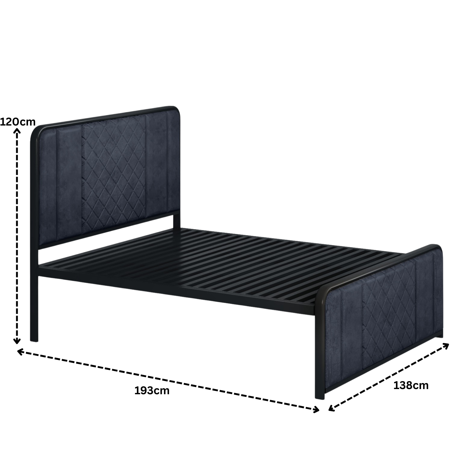URBAN FURNISHING Modern Metal Bed Frame with Upholstered Headboard & Footboard – with Diamond Stitchin & Welded Base